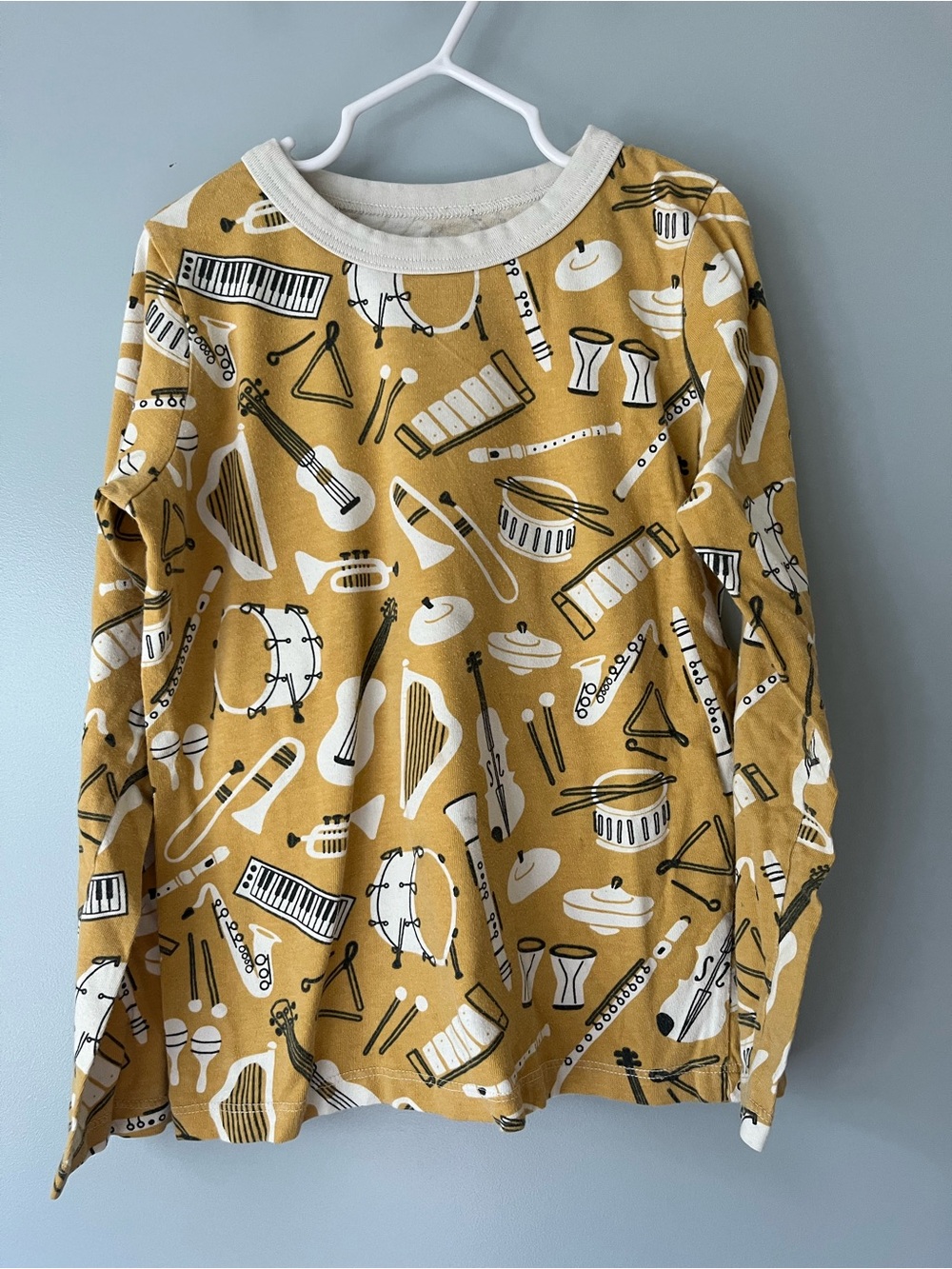 Winter Water Factory Kids' Long-Sleeve Music Print Tee - Mustard